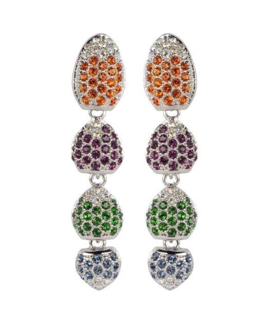 Pendientes plata con cristales de colores Swarovski y baño de rodio