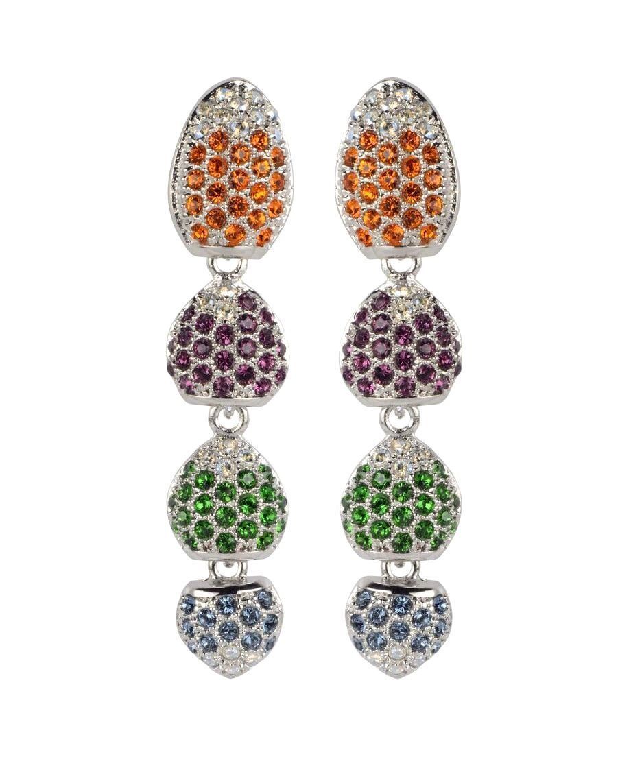 Pendientes plata con cristales de colores Swarovski y baño de rodio Pendientes plata con cristales de colores Swarovski y baño de rodio