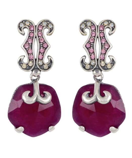 Pendientes plata morados con cristales de Swarovski