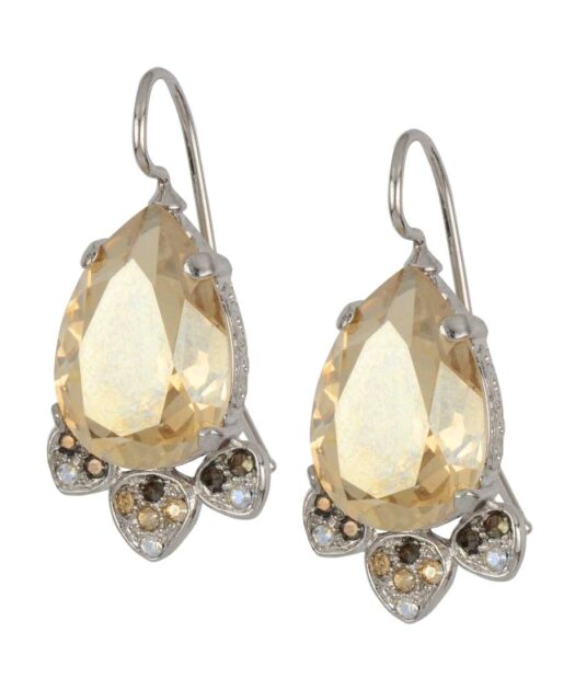 Pendientes plata rodinada marrones con cristales Swarovski