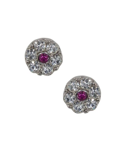 Pendientes redondos de plata con un baño de rodio y cristales de Swarovski