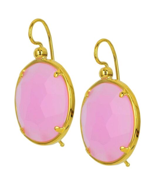 Pendientes rosa palo dorados fabricados en plata de primera ley