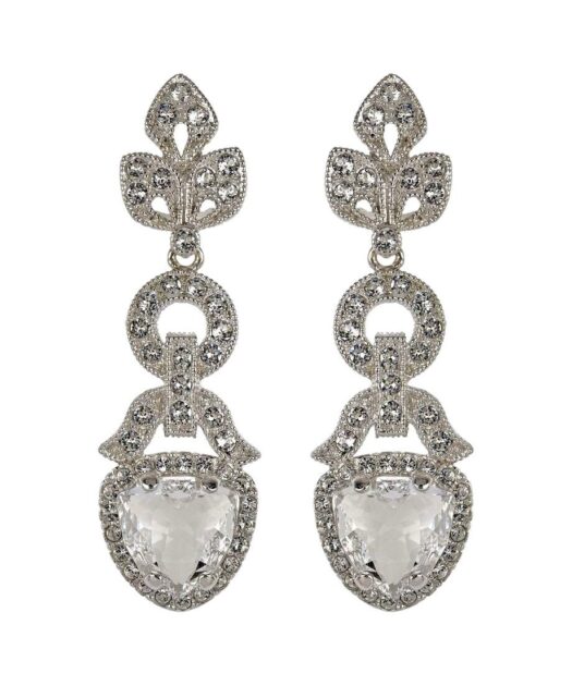 Pendientes Seducción para novia de plata rodinada con Swarovski Elements