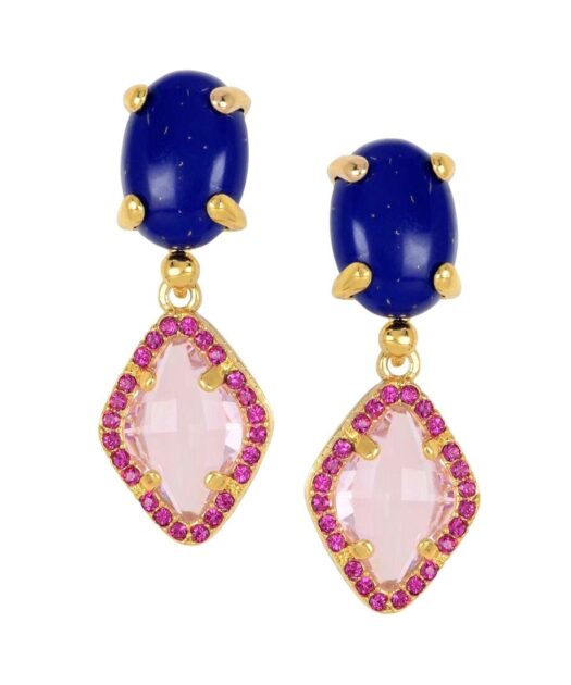 Pendientes Swarovski Elements con lapislázuli de plata bañada en oro rosa