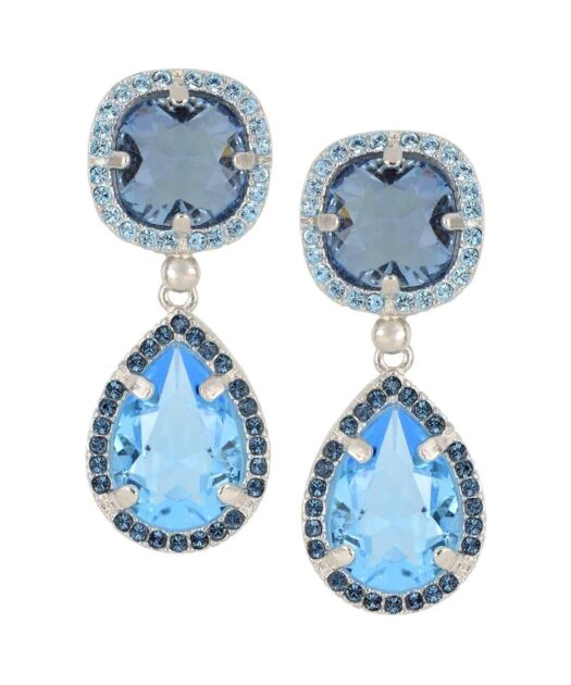 Pendientes Swarovski Elements en tonos azules de plata rodinada de primera ley