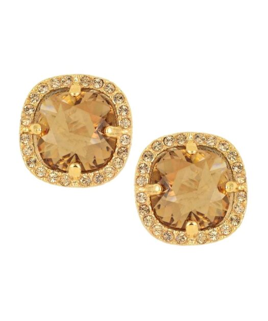 Pendientes Swarovski Elements fumé de plata bañada en oro amarillo brillo