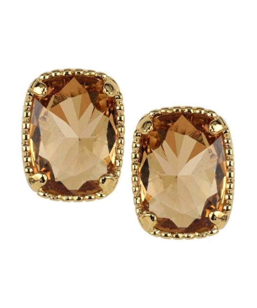 Pendientes Swarovski Elements marrones de plata bañada en oro amarillo