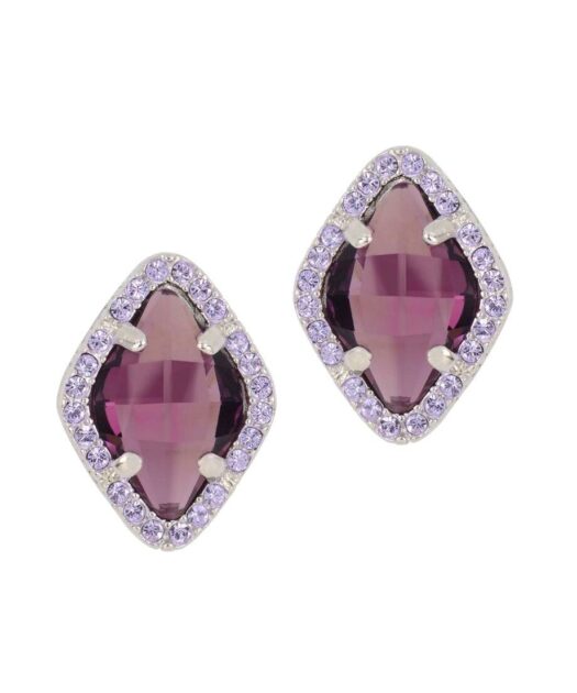 Pendientes Swarovski Elements morados de plata de ley rodinada
