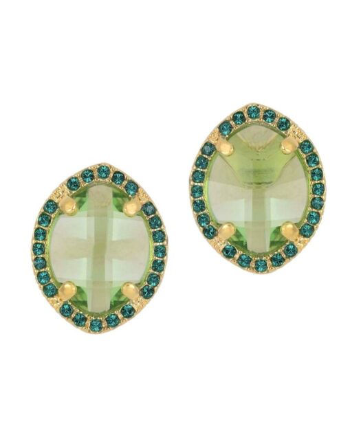 Pendientes Swarovski Elements verdes con baño de oro amarillo en plata