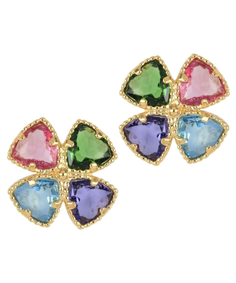 Pendientes trébol de cuatro hojas de colores fabricado en plata de ley
