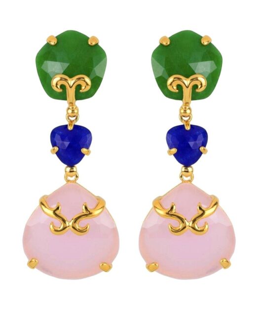 Pendientes tres piedras de varios colores y formas