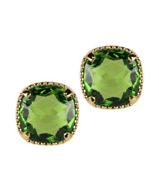 Pendientes verde esmeralda con un acabado dorado de plata