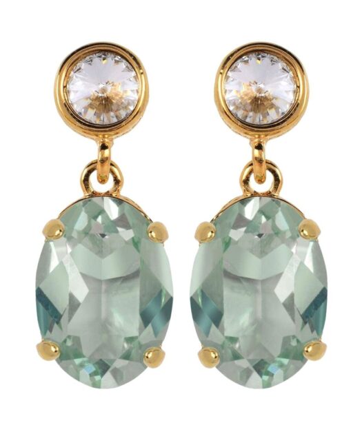 Pendientes verde menta de plata de ley bañada en oro amarillo 18 K
