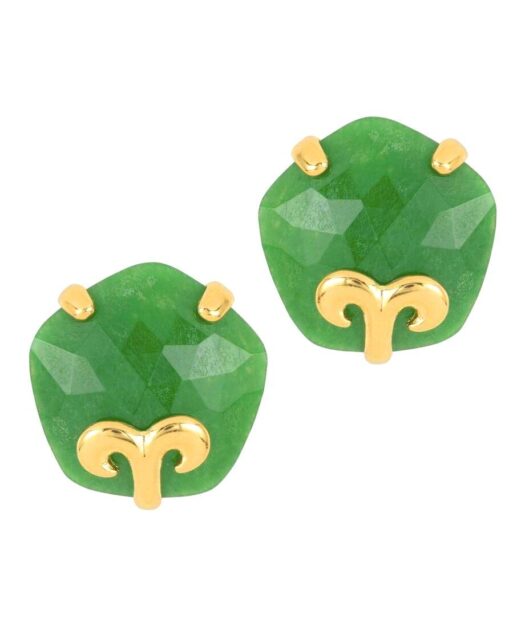 Pendientes verdes y dorados de plata de primera ley