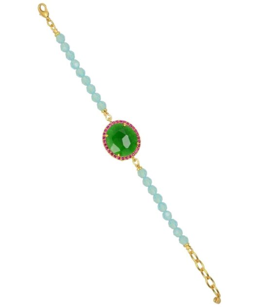 Pulsera Alegría con Swarovski Elements en tonos verdes, azules y violetas de plata bañada en oro amarillo de Máximo Betro