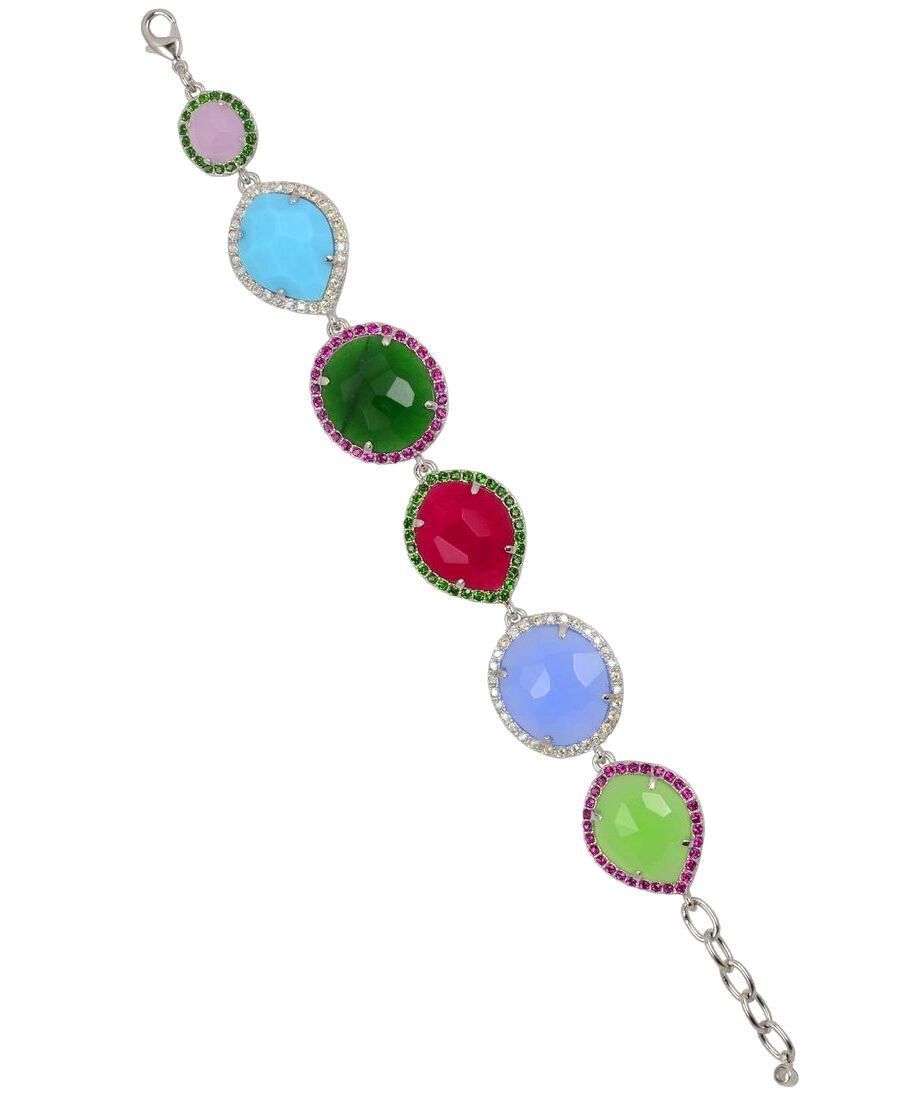 Pulsera Alegría con Swarovski Elements mate multicolor de plata bañada en rodio