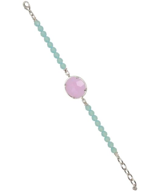 Pulsera Alegría con Swarovski Elements azules y rosas de plata bañada en rodio