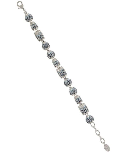 Pulsera azul de plata rodinada con cristales Swarovski