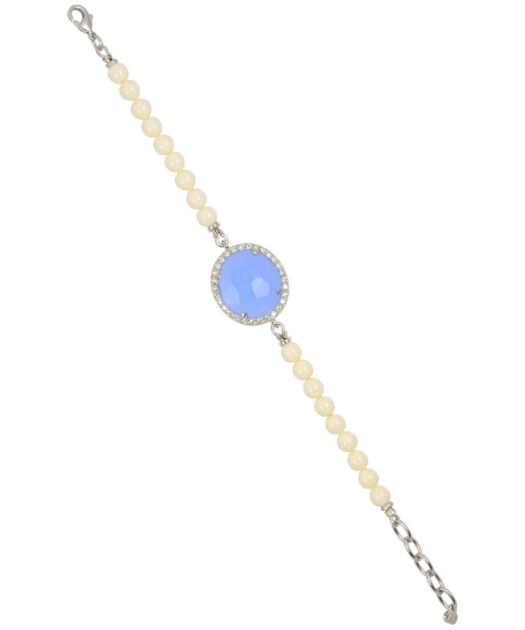 Pulsera azul y blanca con piedras naturales
