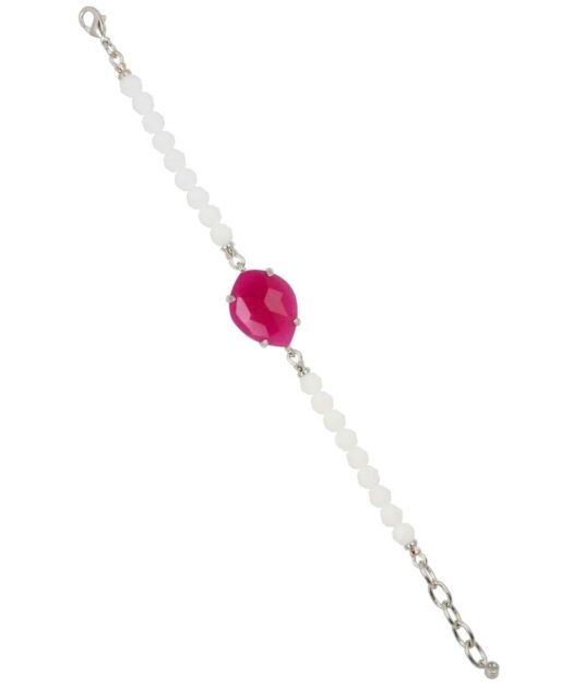 Pulsera Alegría con cristales Swarovski mate en tonos blancos y fucsias de plata bañada en rodio
