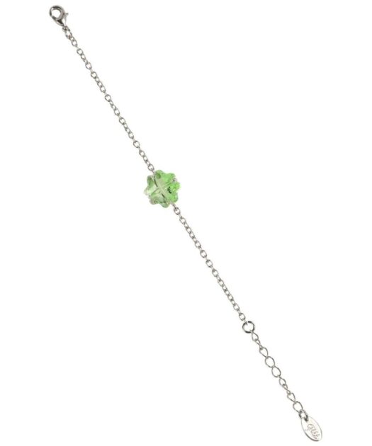 Pulsera cadena trébol fabricada en plata de ley rodinada