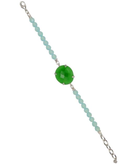 Pulsera Alegría con cristales Swarovski mate en tonos verdes y azules de plata bañada en rodio