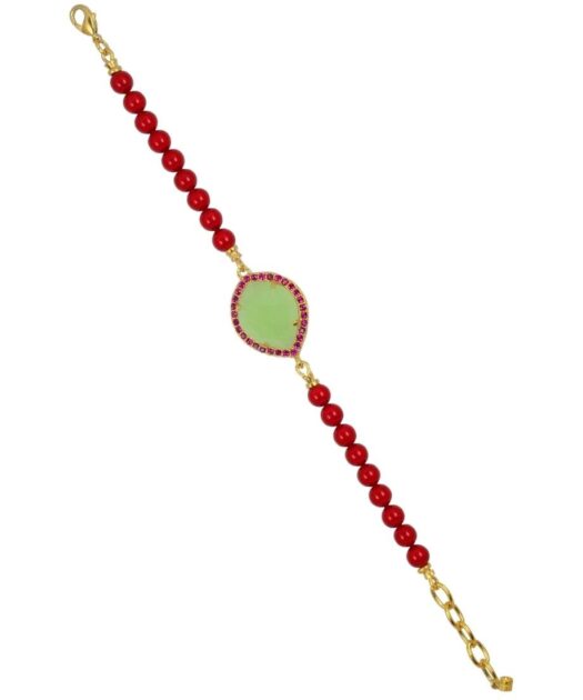 Pulsera Alegría con Swarovski Elements mate en tonos rojos y verdes de plata bañada en oro amarillo