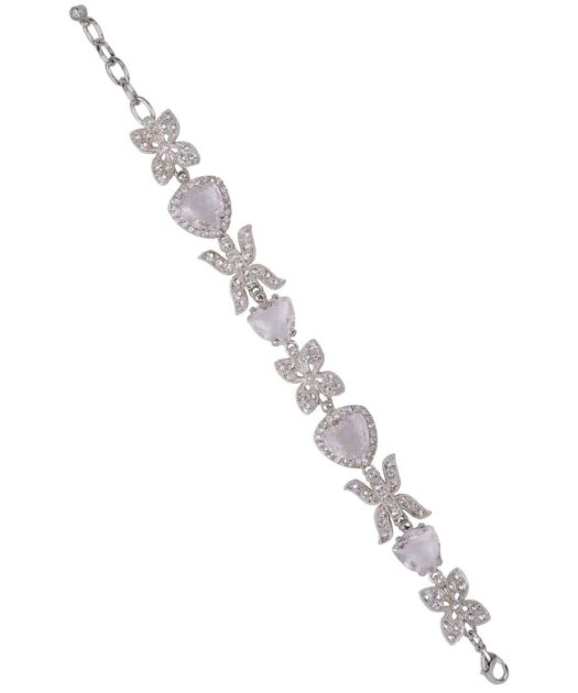 Pulsera de novia con Swarovski Elements de plata bañada en rodio