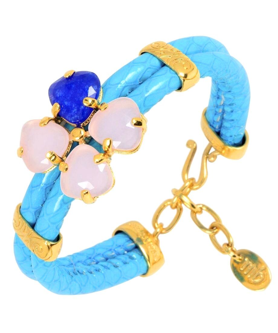 Pulsera de piedras en forma de trébol de cuatro hojas