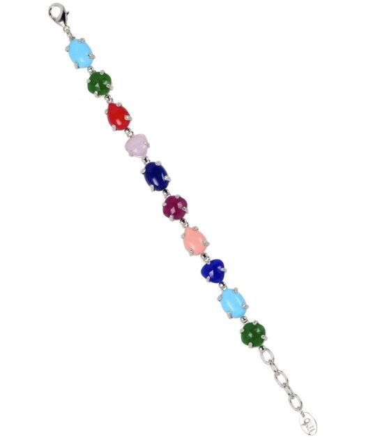 Pulsera de plata con piedras naturales y cierre de mosquetón