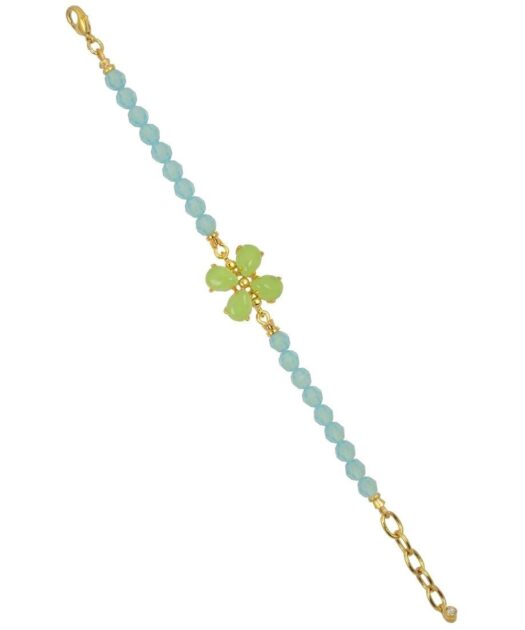 Pulsera de plata fina con piedras verdes y azules