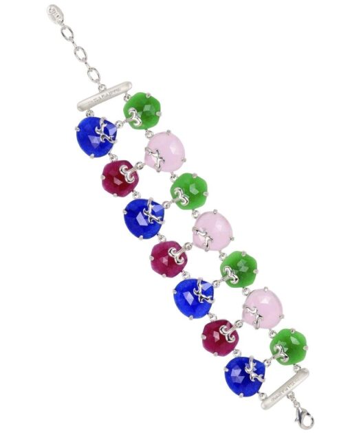 Pulsera doble de piedras naturales fabricada en plata