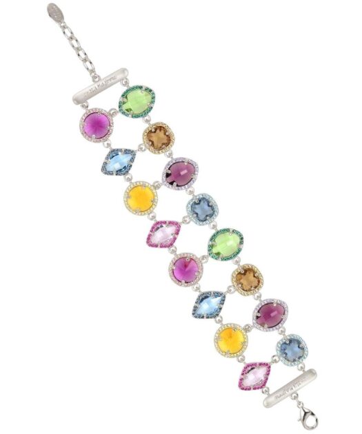 Pulsera doble Swarovski Elements de plata de ley con baño de rodio