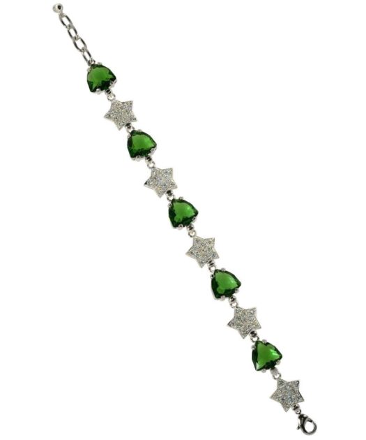 Pulsera estrellas Swarovski de plata bañada en rodio con cristales verdes
