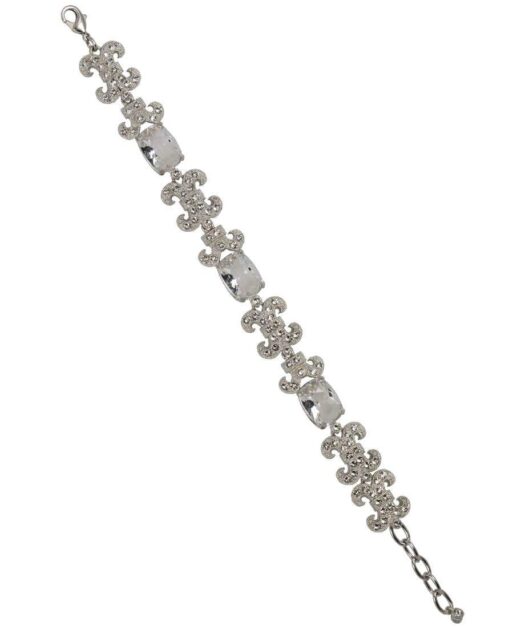 Pulsera novia estilo princesa de plata de ley rodinada con Swarovski Elements