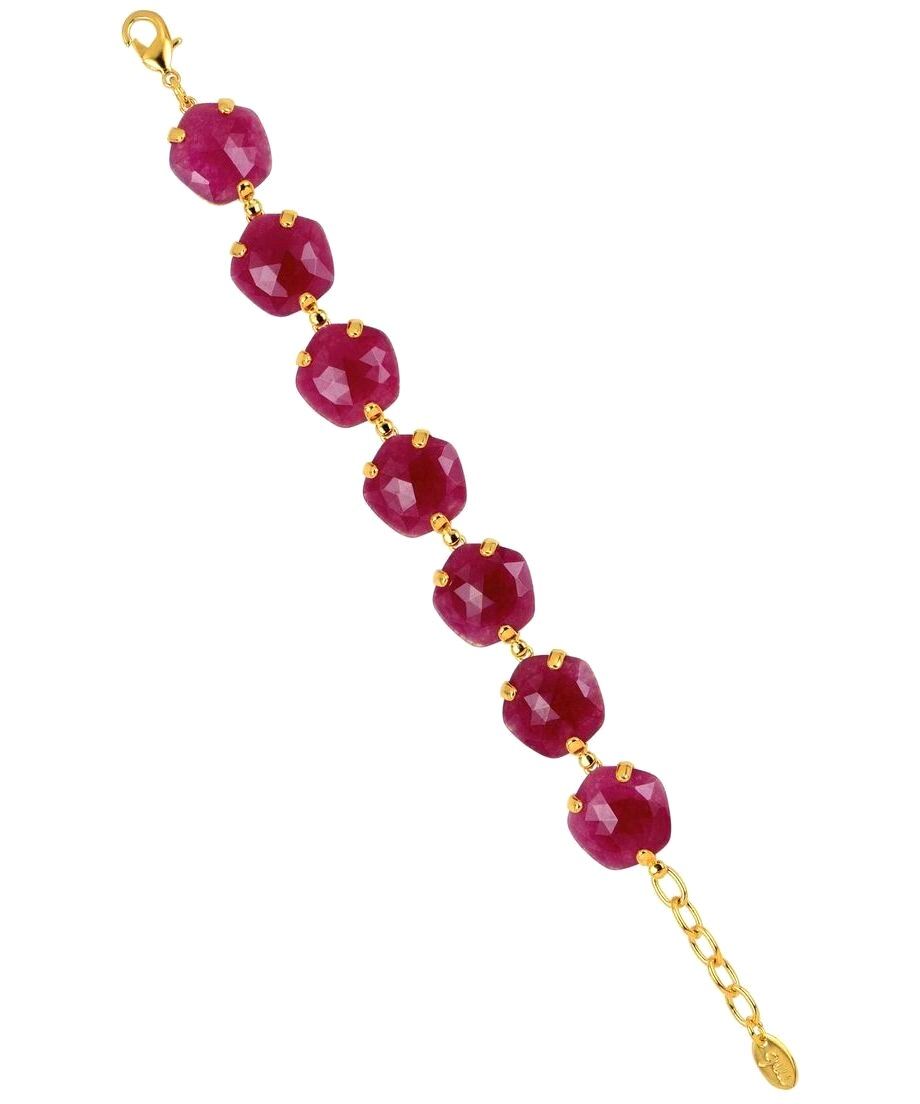 Pulsera oro rosa con piedras granates de plata de primera ley