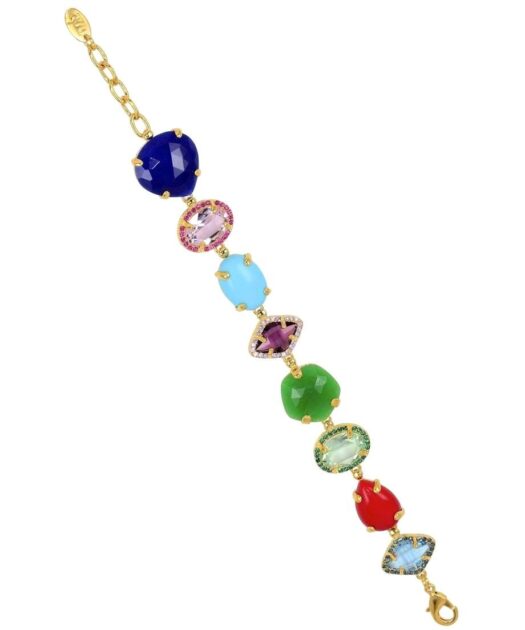 Pulsera piedras naturales con Swarovski Elements de plata bañada en oro