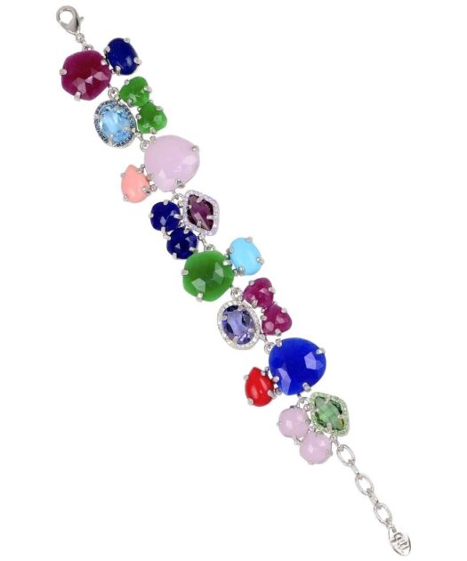 Pulsera plata con piedras y Swarovski Elements bañada en rodio