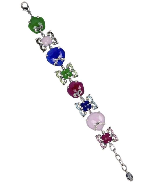 Pulsera plata y piedras naturales de varios colores