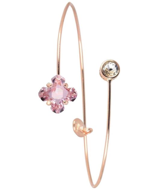 Pulsera rígida abierta de plata bañada en oro rosa con cristales Swarovski