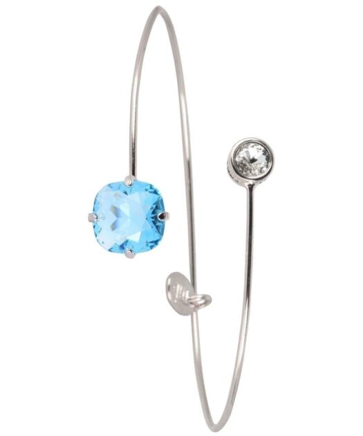 Pulsera rígida azul con un cristal Swarovski de plata rodinada