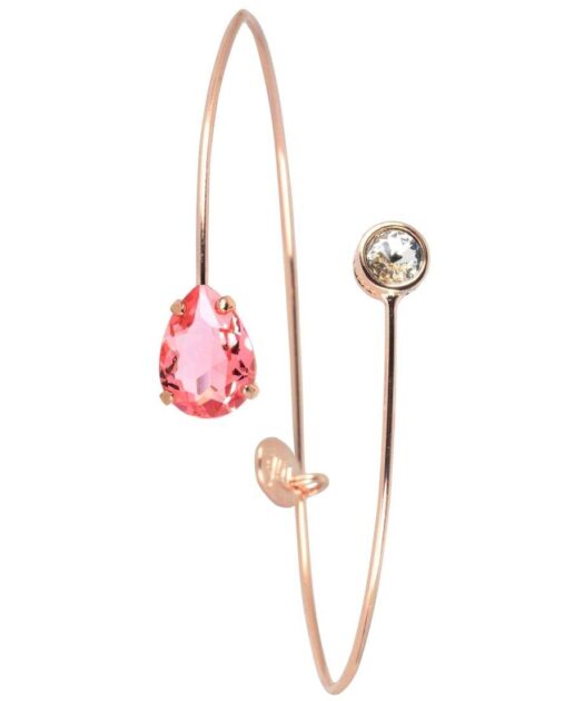 Pulsera Fetiche rígida con un cristal Swarovski color rosa de plata bañada en oro rosa de la colección de Máximo Betro