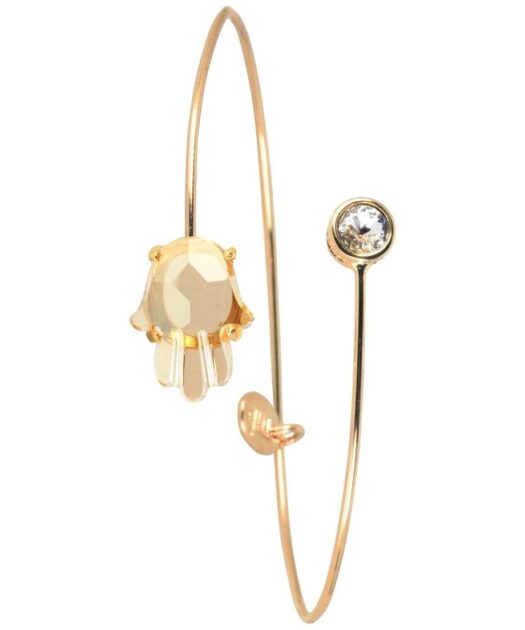 Pulsera rígida mano de fátima de plata de ley con baño de oro amarillo