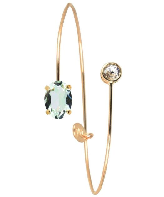Pulsera rígida verde agua con un cristal Swarovski