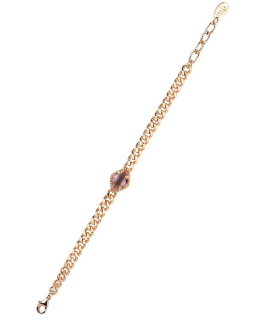 Pulsera rosa Swarovski Elements de plata de ley bañada en oro