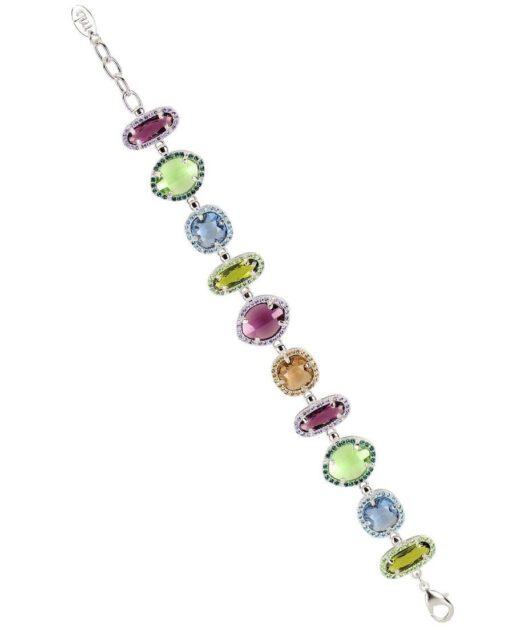 Pulsera Swarovski Elements plata rodinada de muchos colores