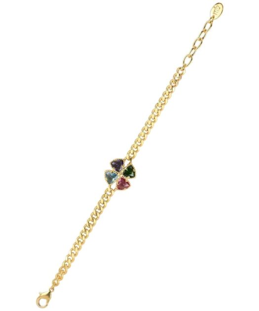Pulsera trébol multicolor de plata bañada en oro amarillo