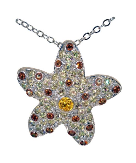 Colgante Estrella de Mar de plata y cristales de Swarovski en diversos tonos de la colección exclusiva de Máximo Betro. Joyería Turón, tienda online.