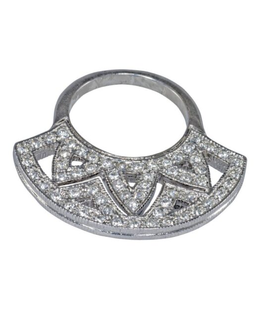 Sortija abanico Swarovski Elements de plata bañada en rodio