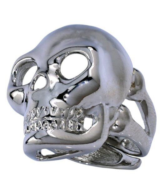 Anillo calavera plata con un baño de rodio